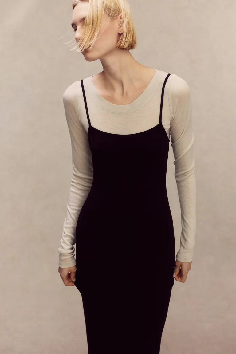 Ribbed Maxi Dress - Taupe - Ladies | H&M US | H&M (US + CA)