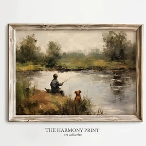 Boy Child and Dog Digital Artwork | Beautiful Vintage Style, Country Scenery Oil Painting, Nurser... | Etsy (US)