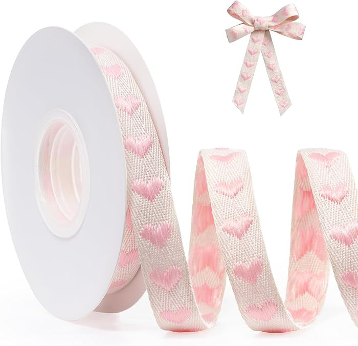 Valentine's Day Ribbon for Gift, Cake Wrapping, 5/8 Inch x 10 Yards Heart Gift Ribbon(Pink) | Amazon (US)
