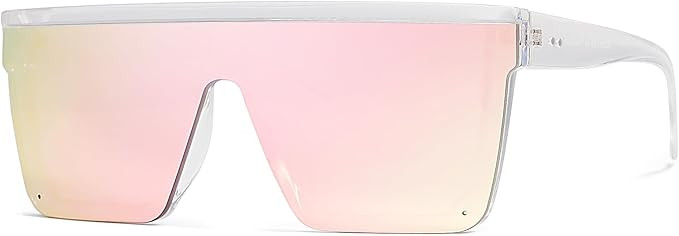 SOJOS Square Big Sunglasses Women Thick Frame Flat Top Mirrored Sunnies Shades Goggle Siamese Len... | Amazon (CA)