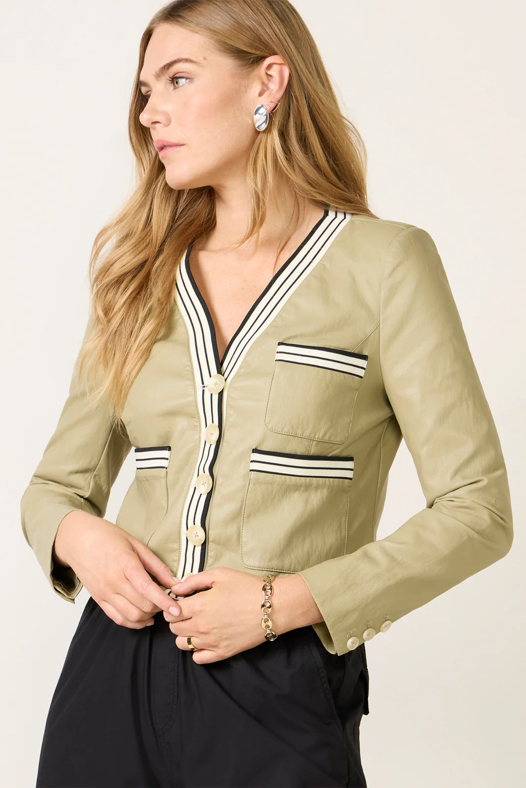 Torrence Collarless Varsity Blazer | Evereve