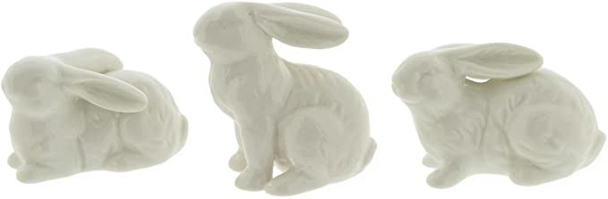 The Bridge Collection Mini White Ceramic Bunny Figurines, Set of 3 | Amazon (US)