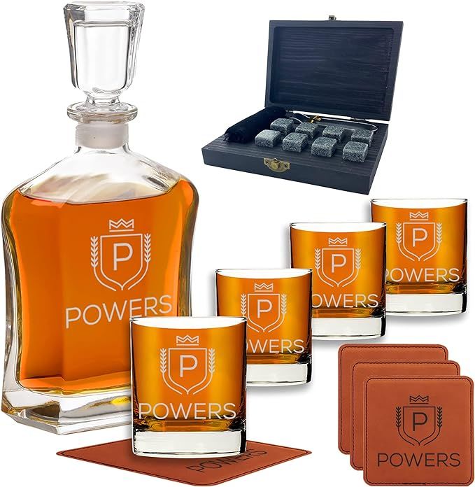 Personalized Whiskey Decanter Set For Men-9 Design Options Engraved Decanter | Amazon (US)
