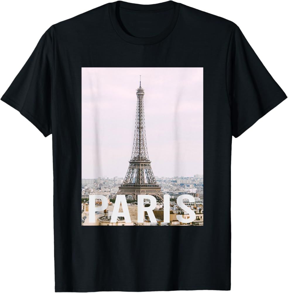 Paris - Eiffel Tower - Aesthetic Design - Classic T-Shirt | Amazon (US)