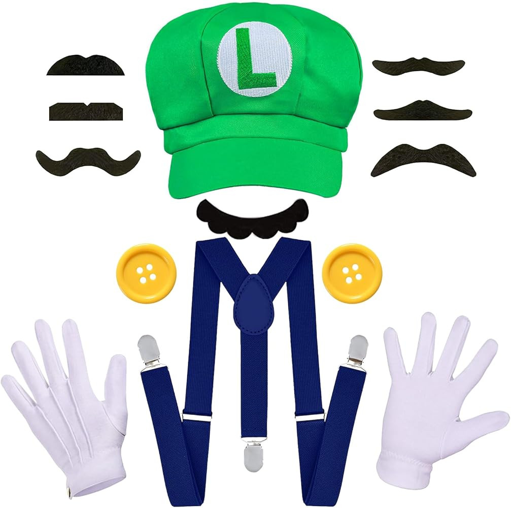 Mary and Luigi Costume for Adult–Halloween Cosplay Accessories Kit with Hats, Funny Couple Outf... | Amazon (US)