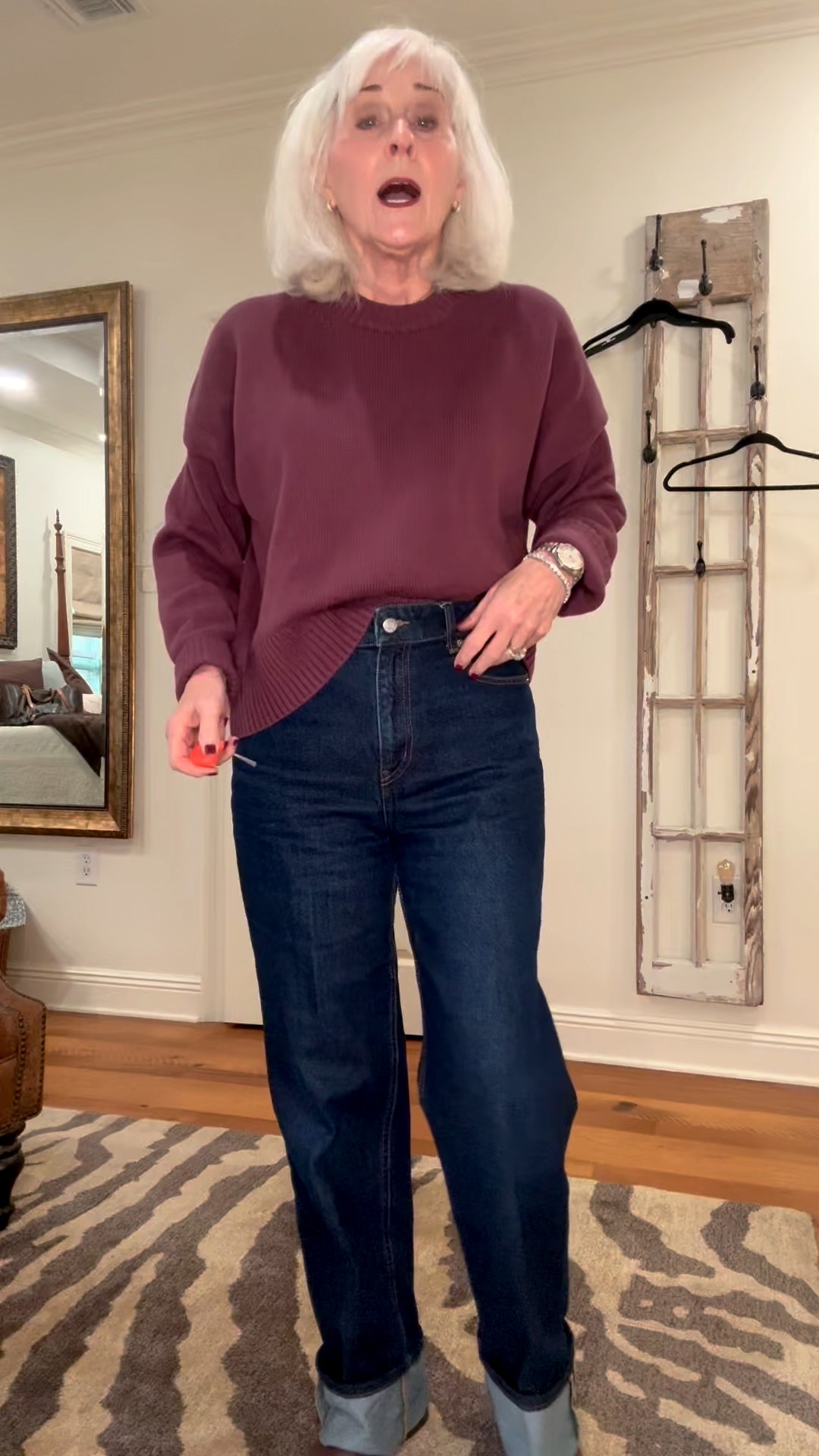 These cuffed jeans and all cotton sweater are perfect for a Sunday grocery shopping. 

#LTKFindsUnder50 #LTKdayinmylife #LTKOver40