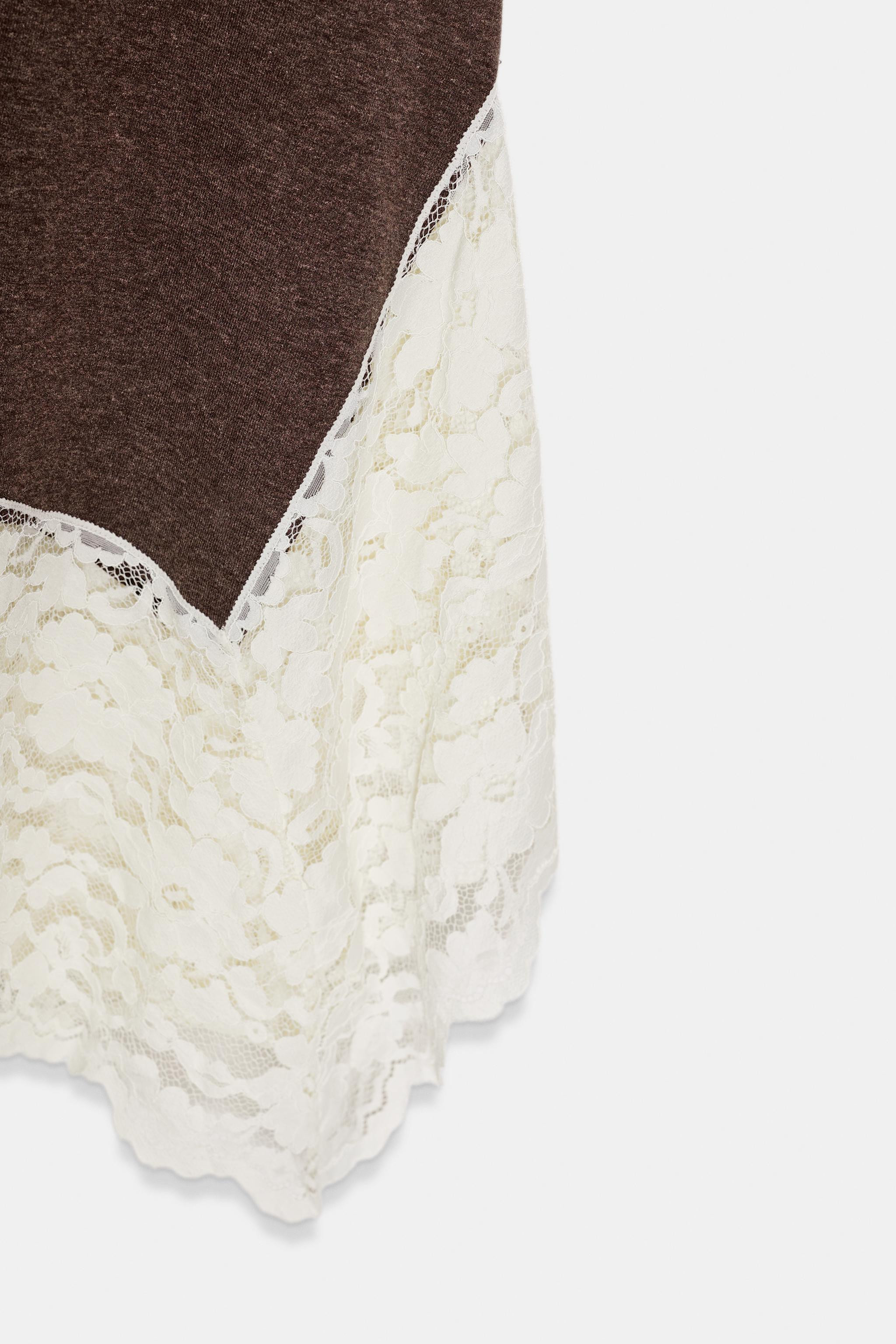 LONG COMBINATION LACE DRESS | Zara US
