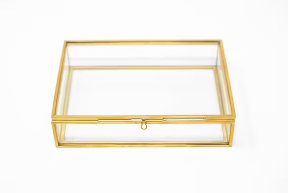 Gold | Glass Photo Box | Photographer Box | 4 x 6 | 5 x 7 | 8 x 10 | Etsy (US)
