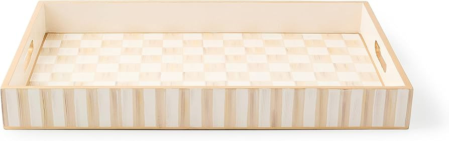 MACKENZIE-CHILDS Serving Tray, Decorative Food Tray for Entertaining, Brown-and-White Mocha Check | Amazon (US)