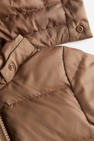Hooded Down Puffer Jacket - Dark beige - Kids | H&M US | H&M (US + CA)