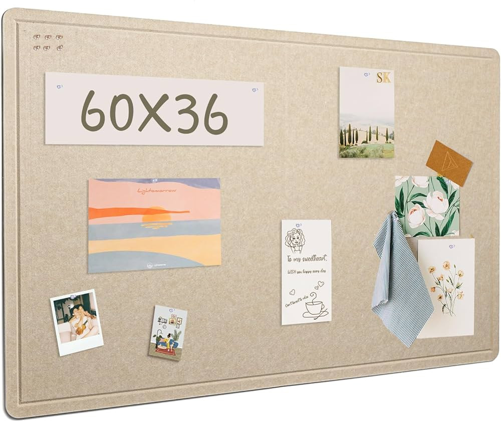 Large Bulletin Board, 60 x 36 inches Felt Board Decorative Pin Board, 5' x 3' Cork Board Alternat... | Amazon (US)