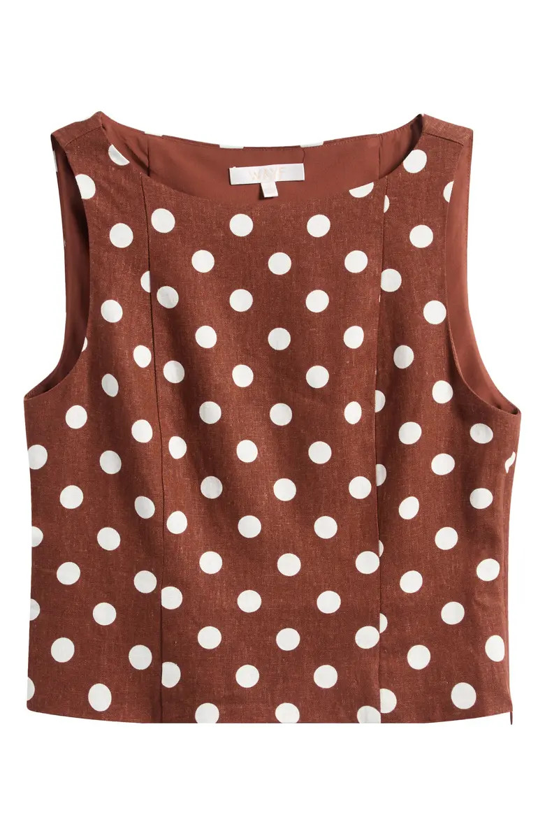 Elle Polka Dot Sleeveless Linen Blend Shell | Nordstrom