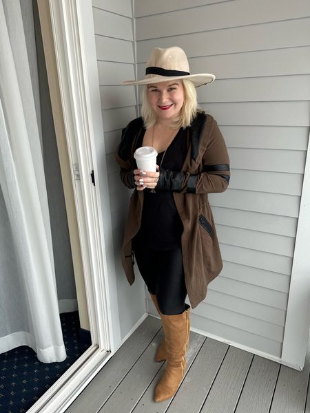Cozy on the weekends. But make it chic. This blanc noir jacket is so comfy, paired with boots and spanx leggings it is comfy and chic.

#LTKfitness #LTKstyletip #LTKmidsize