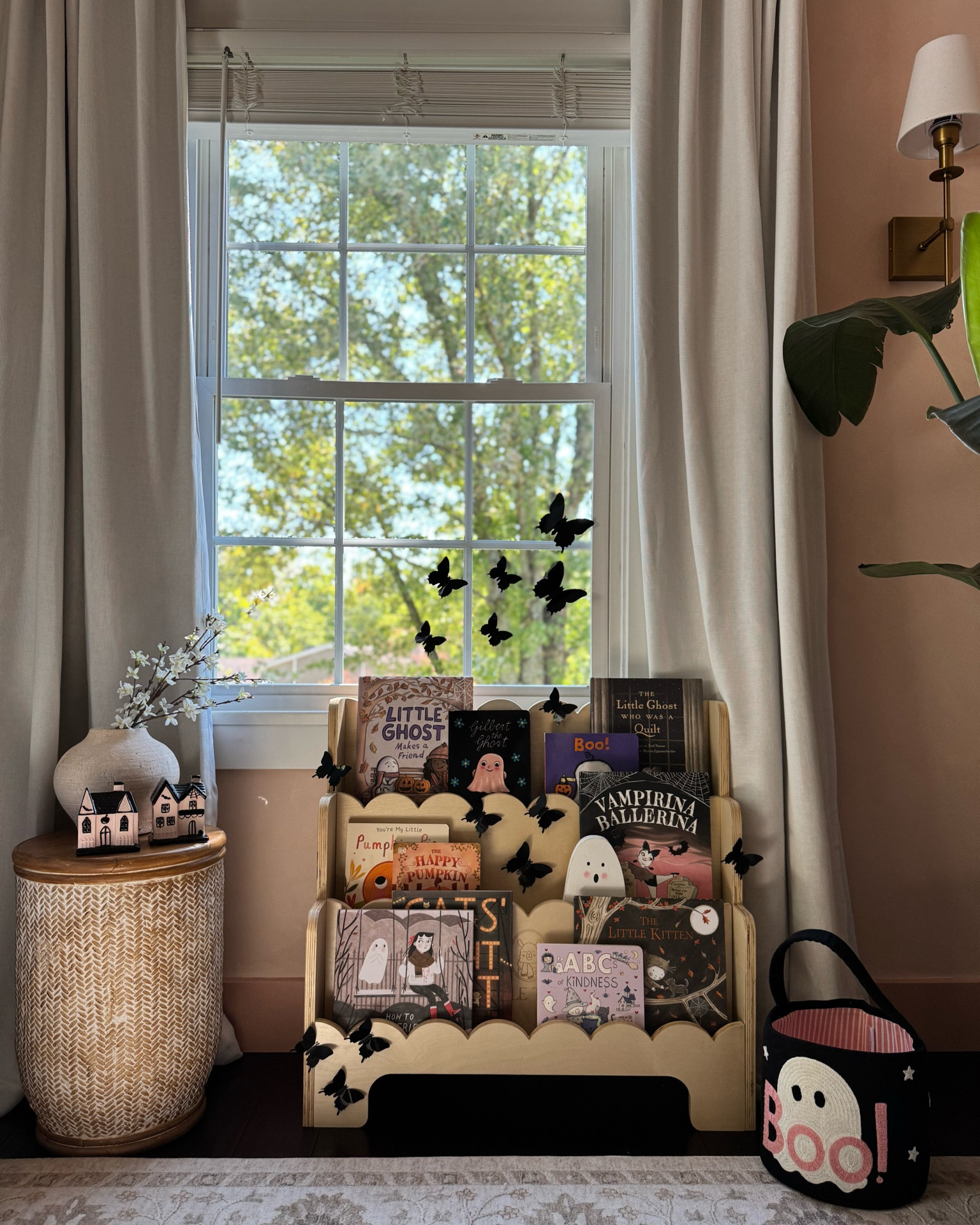 Our girls nursery tour for spooky season 👻 this bookshelf is sold out but hoping they restock!🤞🏼

Halloween, black butterflies, babygirl nursery, babygirl room 

#LTKHome #LTKBaby #LTKHalloween