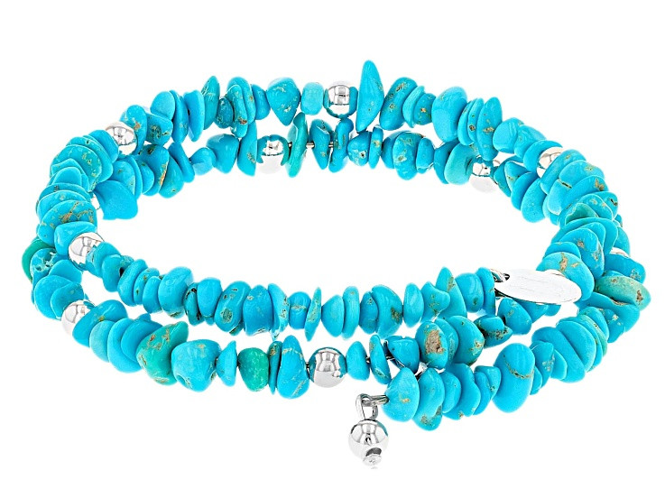 Blue Sleeping Beauty Turquoise Sterling Silver Wrap Bracelet - SWE2995 | JTV Jewelry
