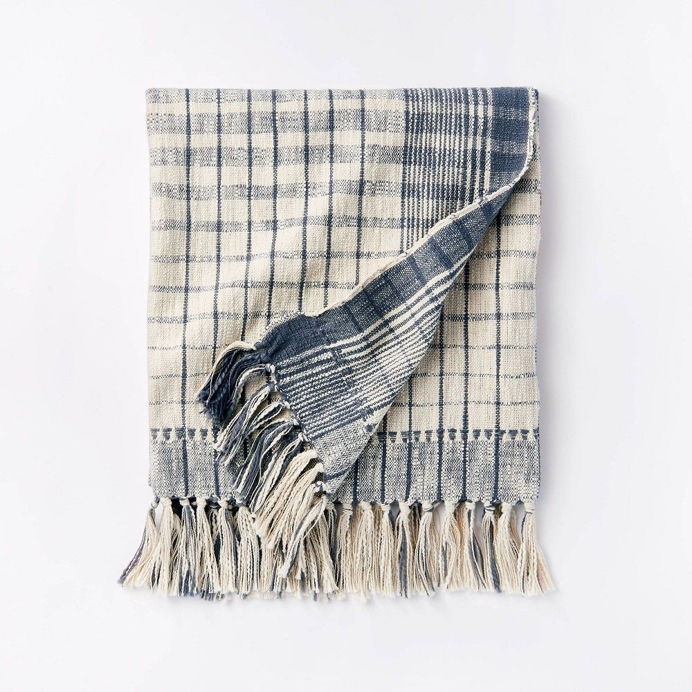 Woven Cotton Plaid Throw Blanket Blue/Cream - Threshold designed with Studio McGee | Target