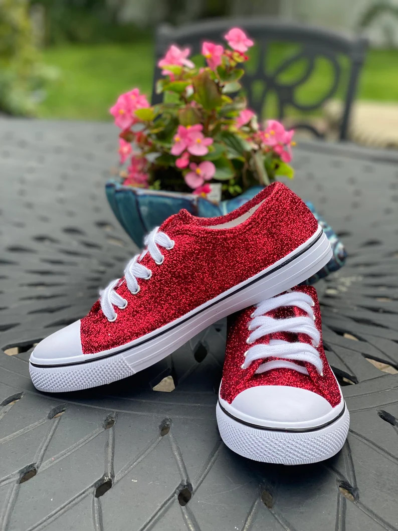 Red Glitter Sneakers for Wedding or Special Occasion Bling - Etsy | Etsy (US)