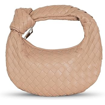 JBB Woven Handbag Bag for Women Leather Shoulder Bags Knotted Purse Soft Mini Hobo Clutch | Amazon (US)