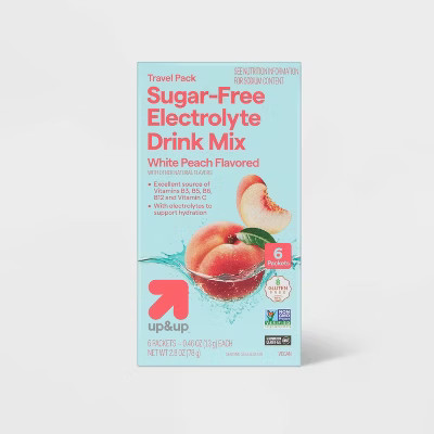Sugar Free Hydration Vegan Supplement Powder - White Peach - 2.8oz/6ct - up&up™ | Target
