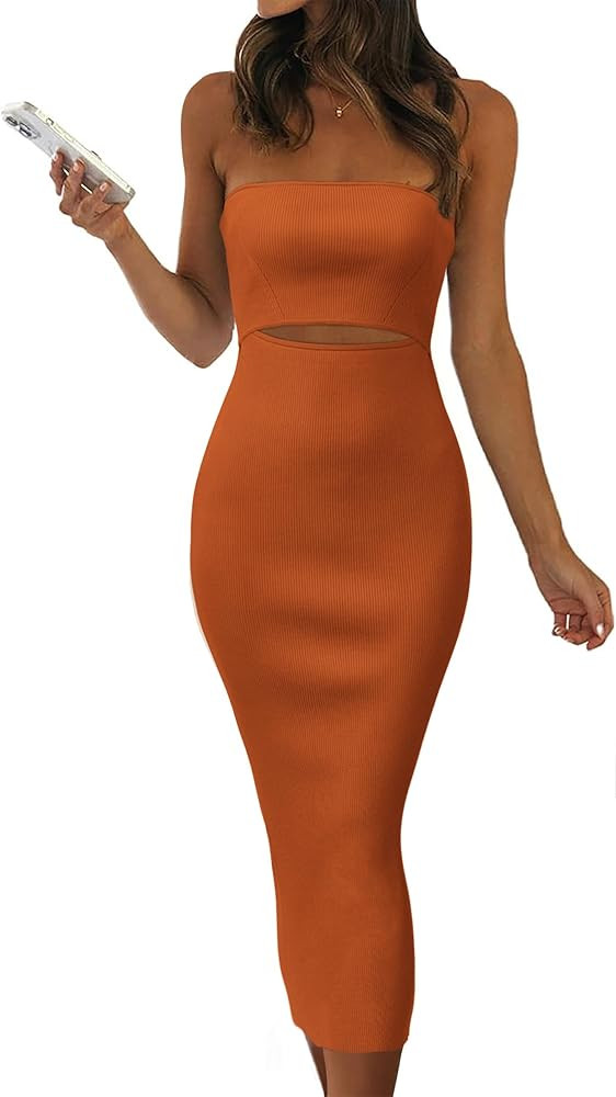 Pretty Garden Womens Tube Top Bodycon Midi Dress | Amazon (US)