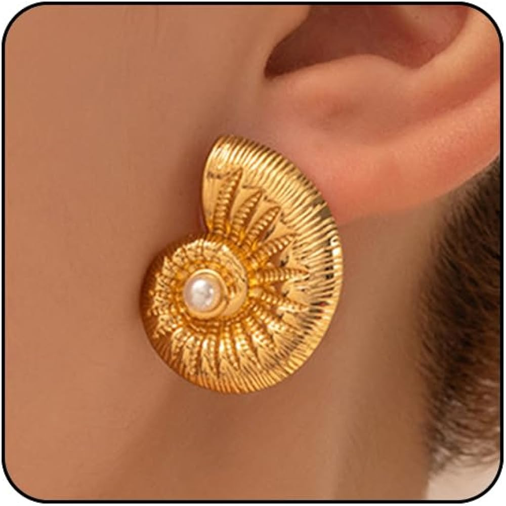 Starfish Earrings Gold Beach Jewelry for Women Pink Conch Shell Earrings Puka Cowrie Seashell Ear... | Amazon (US)