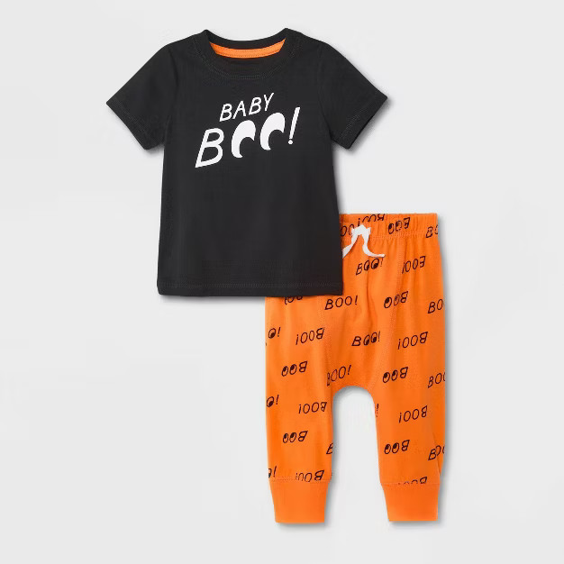 Baby Boys' 'Boo' Jersey Top & Bottom Set - Cat & Jack™ Black | Target