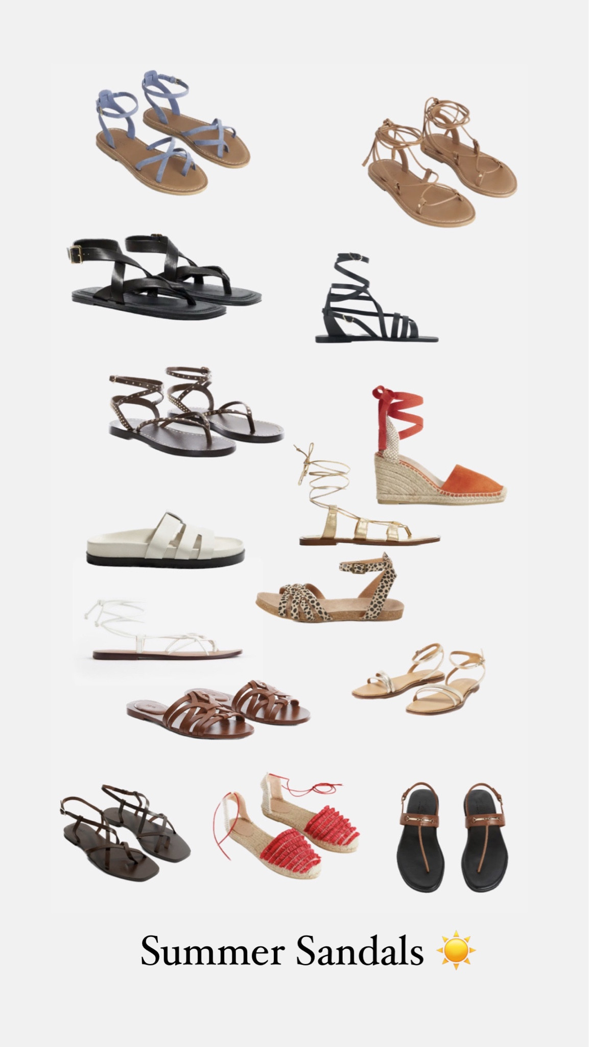 Summer sandals 
Strappy sandals 
Flat sandals 
Espadrilles 

#LTKshoecrush #LTKunder50