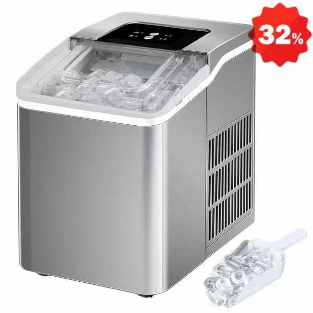 Ice Maker Countertop 2 Ice Sizes, 28 lbs Bullet Ice in 24H, Self-Clean, 9 Cubes in 5 Mins, Fohere | Walmart (US)