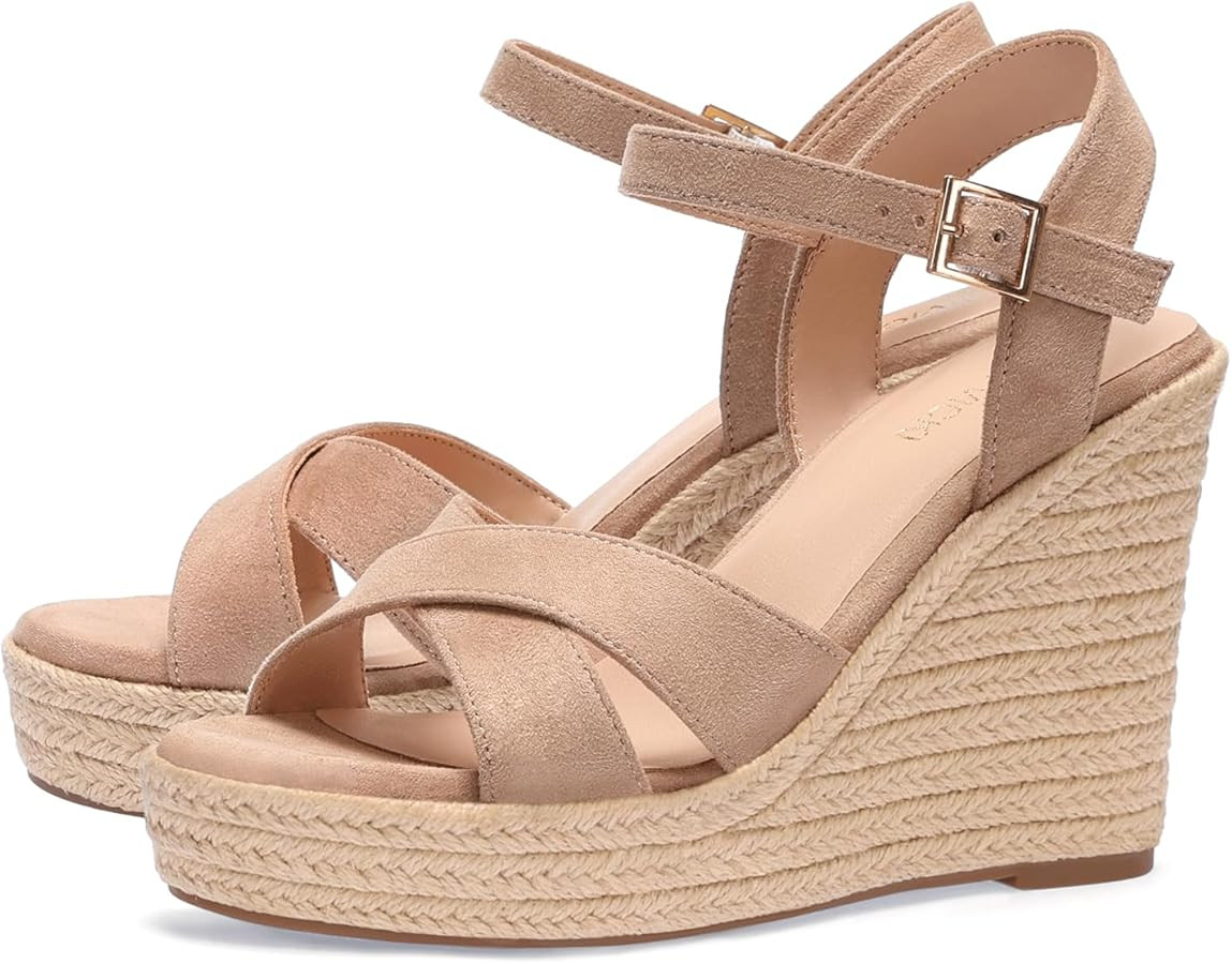 VICKI·VICKI Wedges for Women Platform Sandals Wedge Heels for Sandals Comfortable Summer Espadri... | Amazon (US)