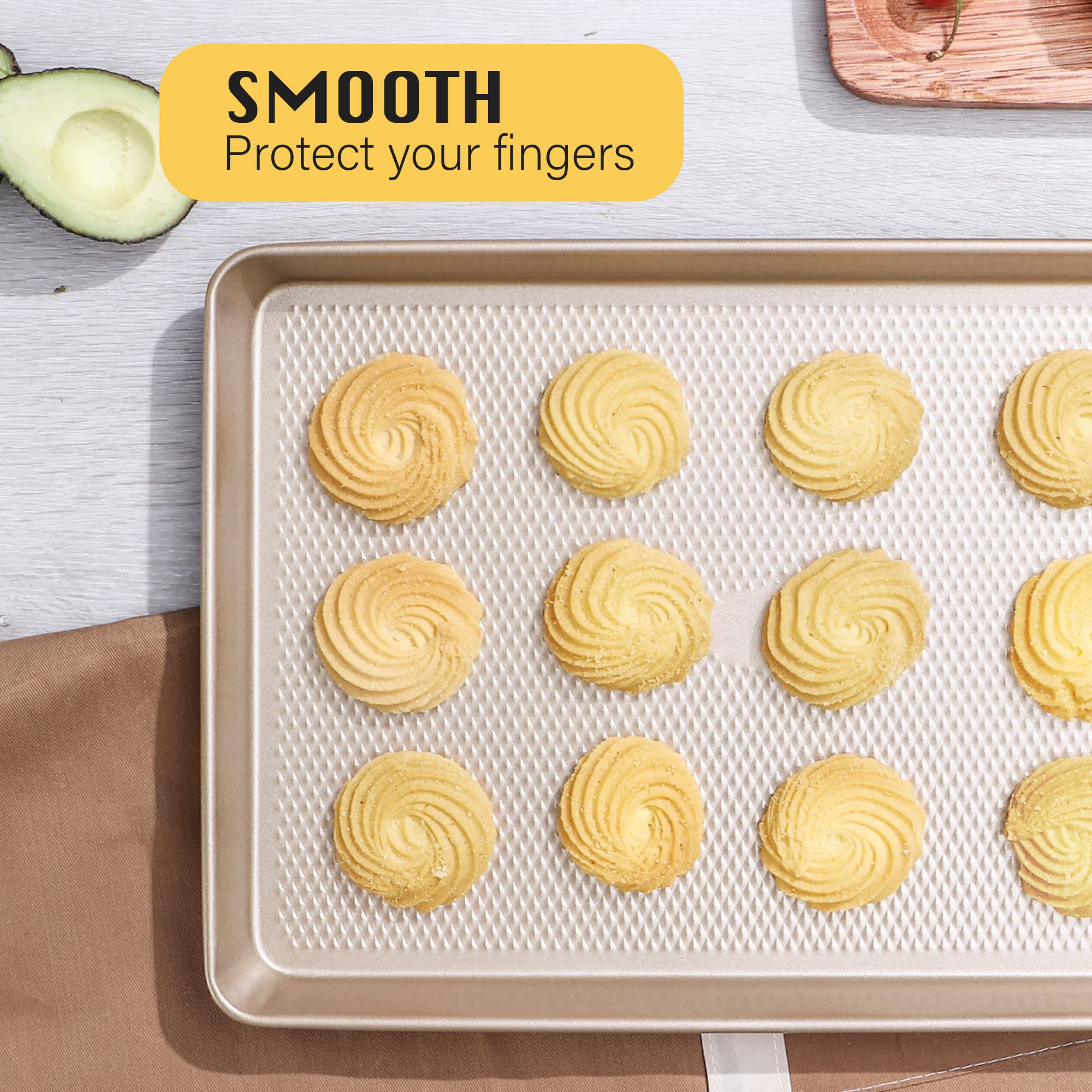 HONGBAKE Baking Sheet Pan Set, Cookie Sheets for Oven, Nonstick Half/Quarter/Jelly Roll Pans with... | Amazon (US)