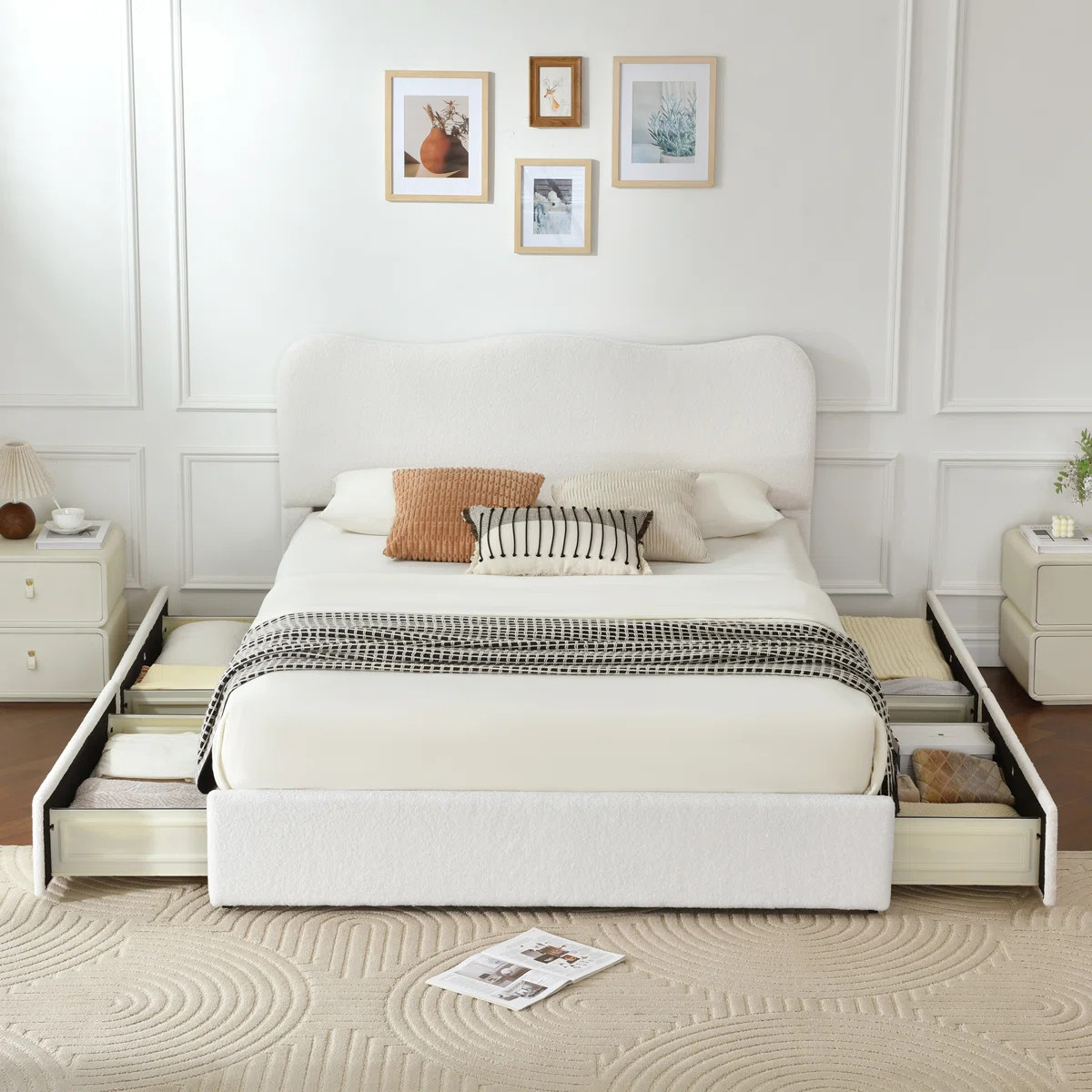 Arusha Boucle Upholstered Platform Storage Bed With 4 Drawers | Wayfair North America