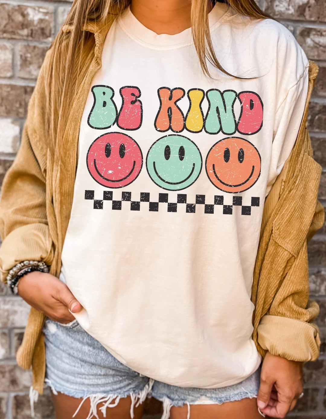 Comfort Colors Tshirt, Be Kind Shirt, Smiley Face Shirt, Positive Shirt, Retro Be Kind Shirt,Boho... | Etsy (US)