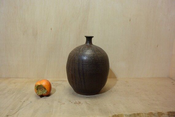 Vintage Studio Pottery Dark Rustic Brown Bud Vase 9 Inches Tall | Etsy (US)