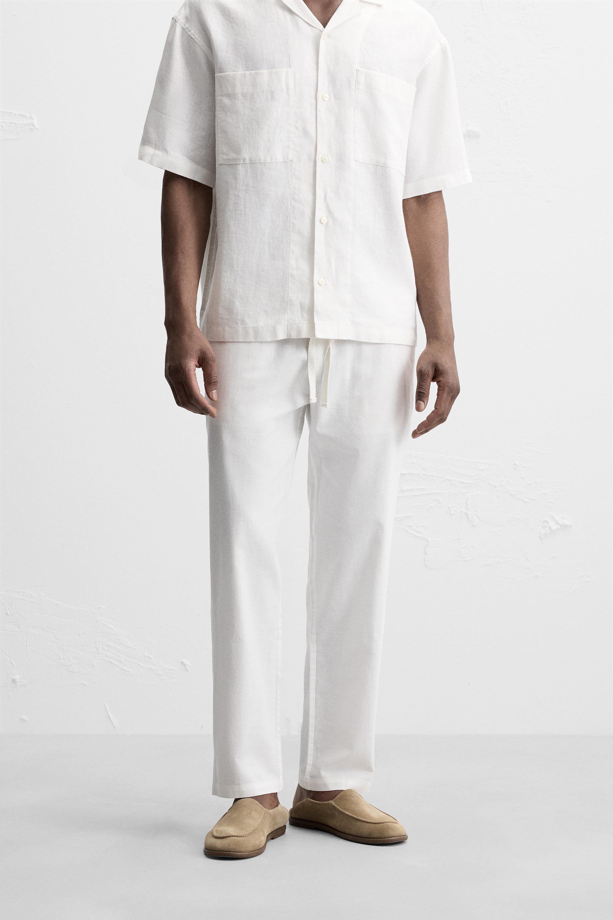 RELAXED FIT COTTON LINEN PANTS | Zara US