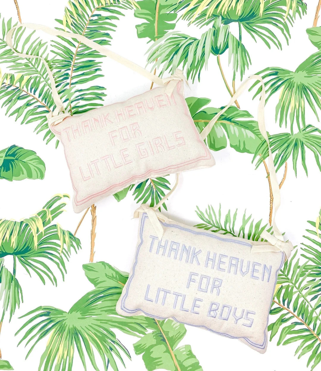 Thank Heaven for Little Girls and Boys Embroidered Door Hanger Pillow - Etsy | Etsy (US)