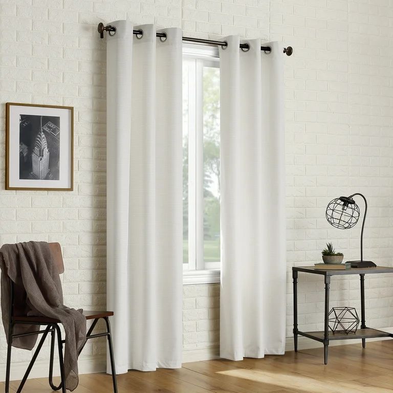 Sun Zero 2-pack Arlo Textured Thermal Insulated Grommet Curtain Panel Pair, 40"x63", Pearl White | Walmart (US)