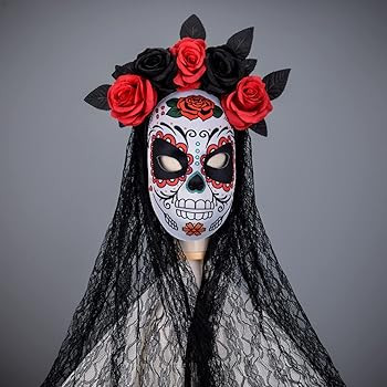 DDazzling Day of The Dead Floral Headband Dia De Los Muertos Costume Halloween Flower Headpiece,B... | Amazon (US)