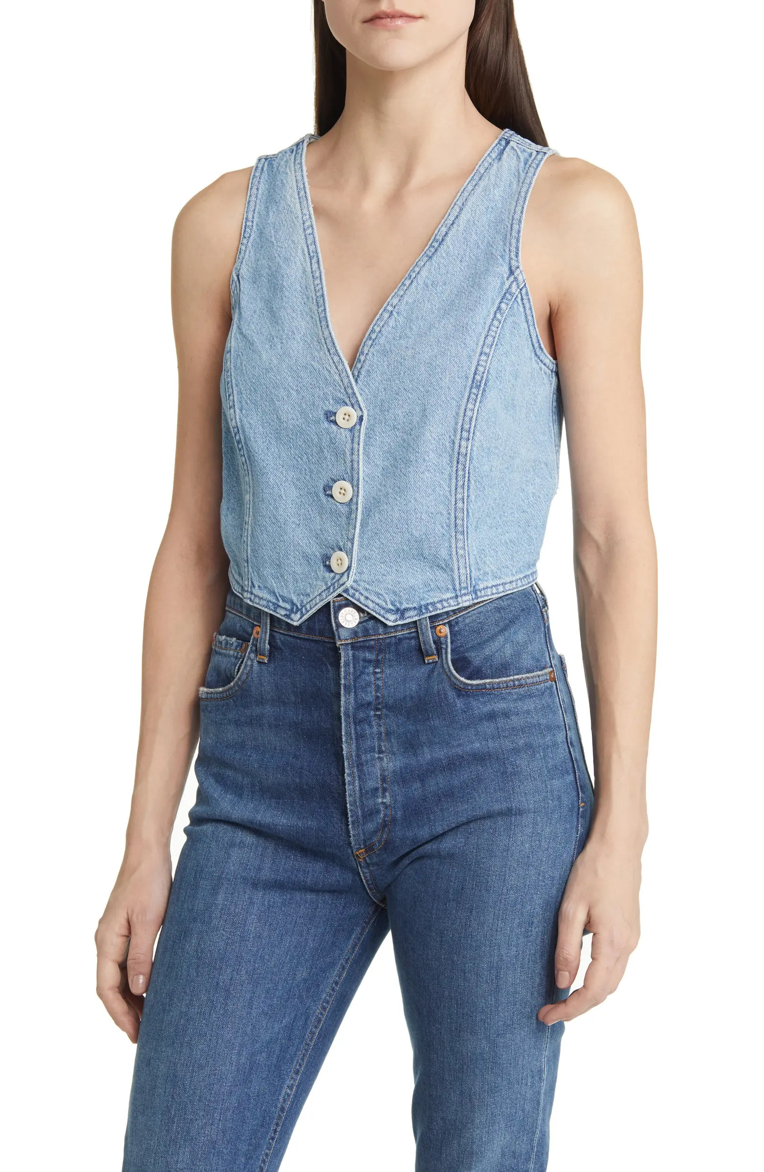 Katrina Denim Crop Vest Top | Nordstrom