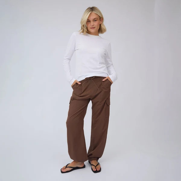 Drawcord Cargo Pants, Coffee | Albion Fit