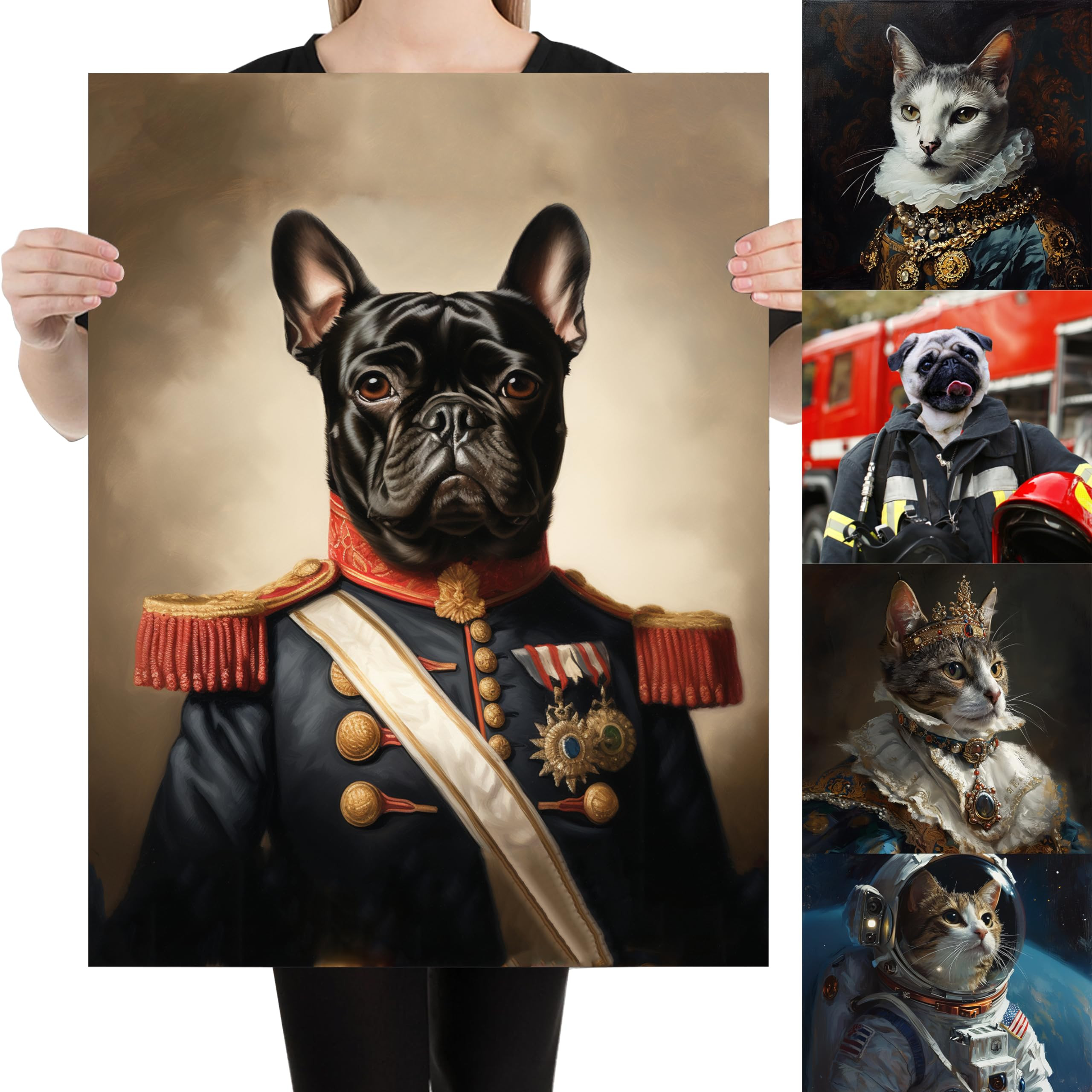 Customized Pet Portrait Canvas of Dog and Cat Renaissance Style on Poster Canvas Frame Royal Pet ... | Amazon (US)