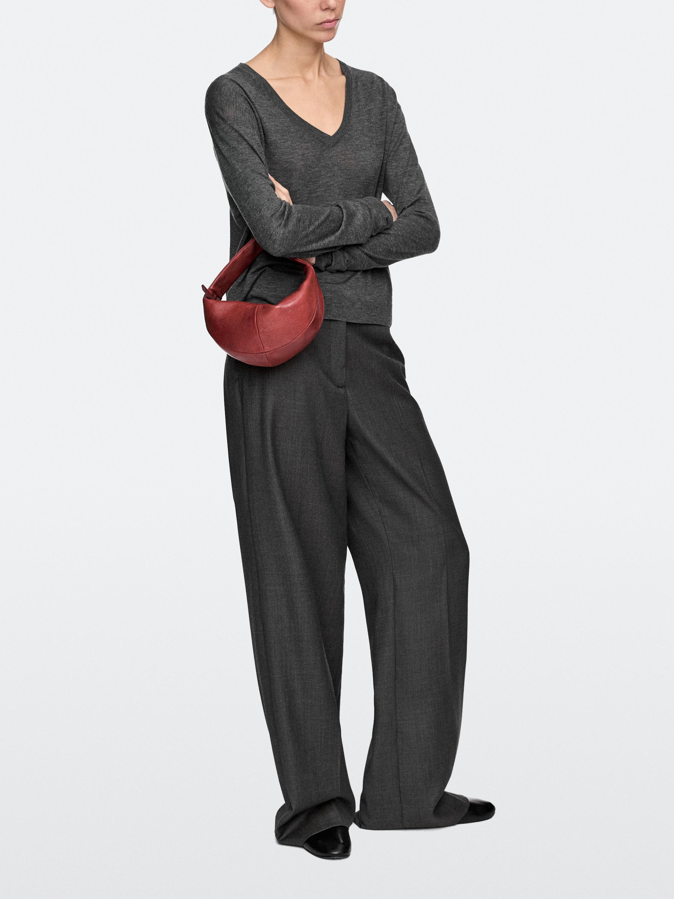 Mini nappa leather half-moon bag | Massimo Dutti UK