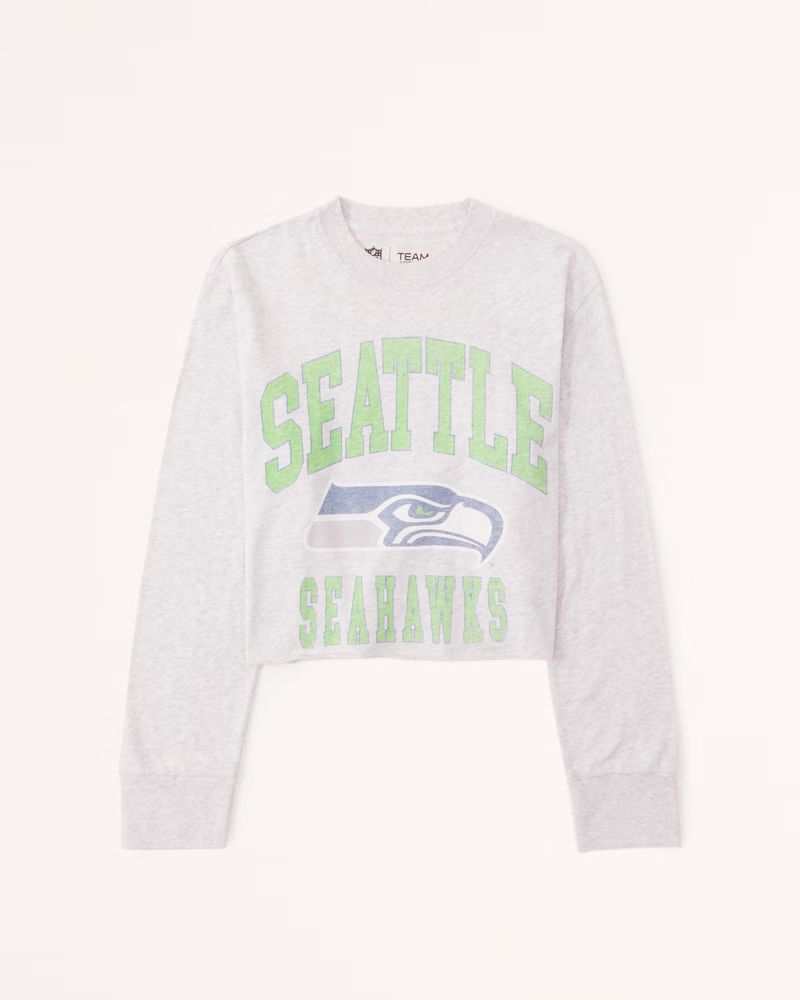 Women's Long-Sleeve Cropped Seattle Seahawks Graphic Tee | Women's Tops | Abercrombie.com | Abercrombie & Fitch (US)