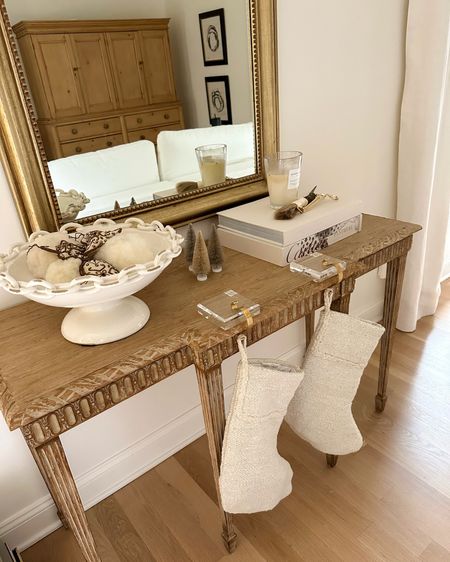 Kat Jamieson shares her Christmas stockings from Pure Salt Interiors - similar below. Pedestal bowl is from Ceramica Assunta in Positano. Interiors, home, living room, console table is antique.

#LTKHoliday #LTKSeasonal #LTKhome