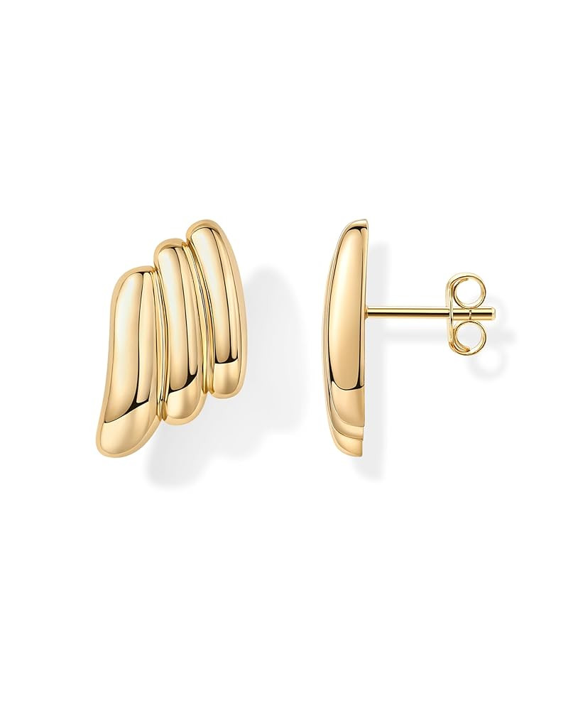 PAVOI 14K Gold Plated Chunky Vintage Earrings for Women - Trendy Textured Ribbed Knot Geometric T... | Amazon (US)