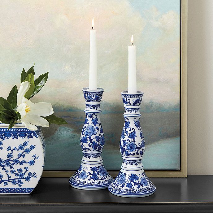 Blue & White Candle Holder Set | Ballard Designs, Inc.