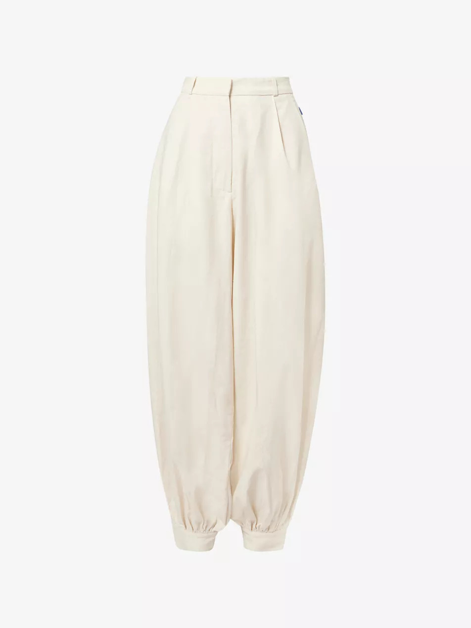 Balloon Hem Cotton And Linen Blend Trousers | Selfridges