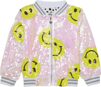 Kids' Don't Worry Be Happy Sequin Bomber Jacket | Nordstrom
