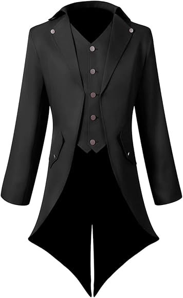chmakmt Men's Steampunk Vintage Tailcoat Jacket Gothic Victorian Frock Coat Uniform Halloween Hol... | Amazon (US)
