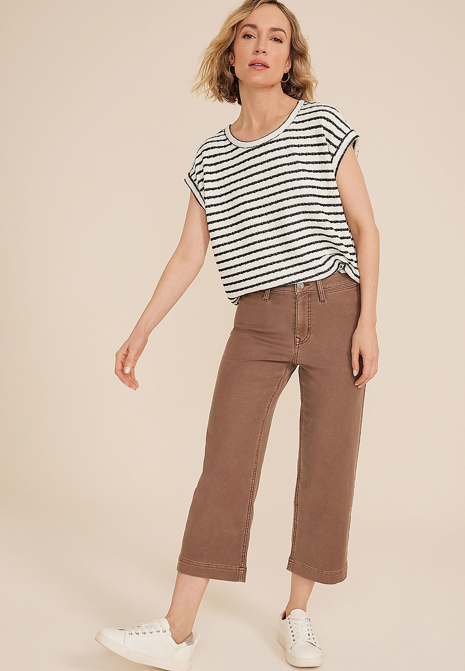 Stretch Twill High Rise Wide Leg Pant | Maurices