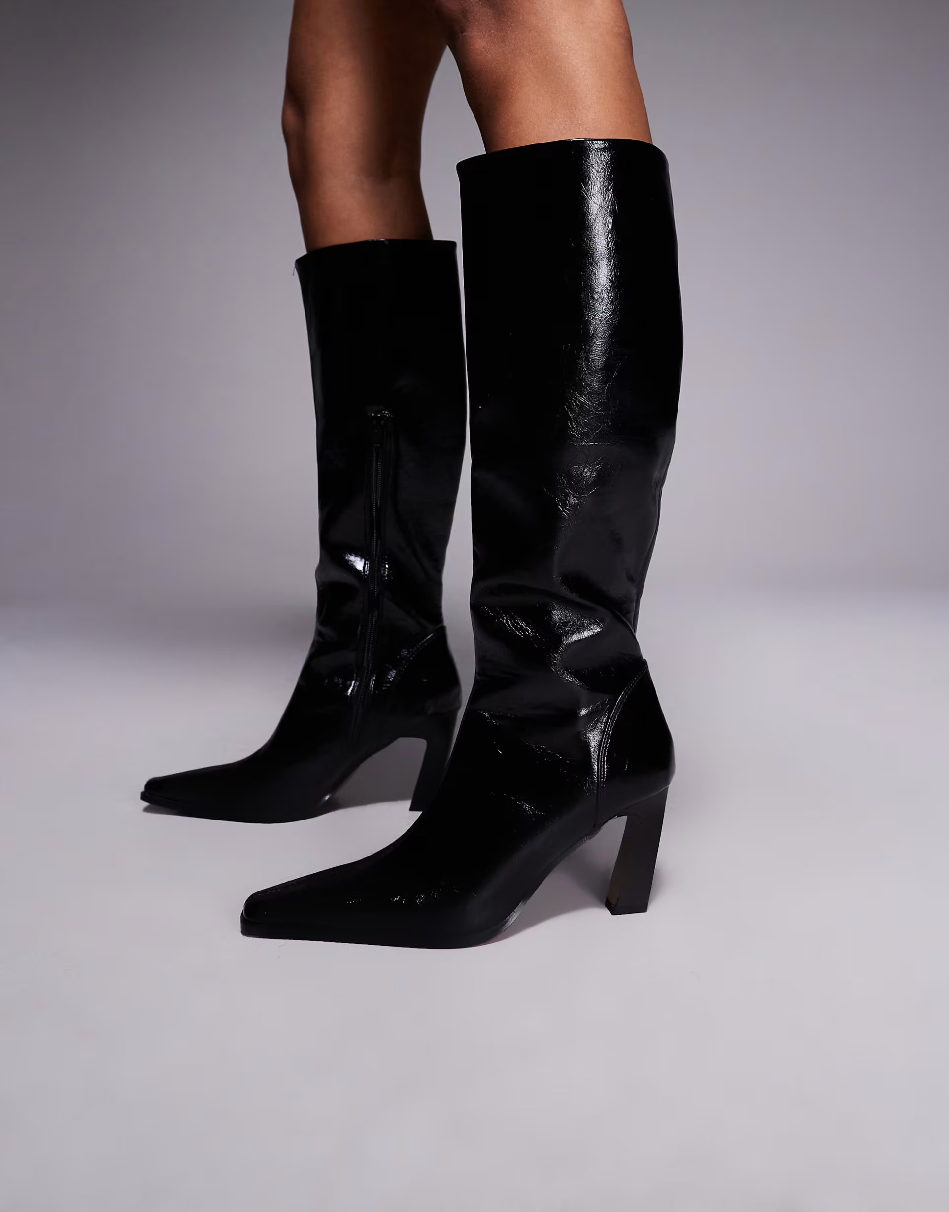 ASOS DESIGN Clara chisel toe knee boots in black | ASOS (Global)